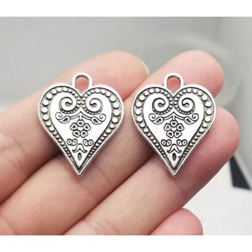 12pcs/lot--27x22mm, heart cham,Antique silver plated heart charms,DIY supplies, Jewelry accessories