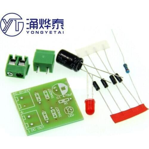 1N4007 Bridge Rectifier AC to DC Power Converter Full Wave Rectifier Board Kit (Parts)