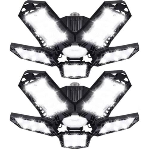 2 Pack Led Garage Lights 100W 10000LM LED 360 Screw In Garage Light 5 Leaf Adjustable Panels Garage Lighting Bulb