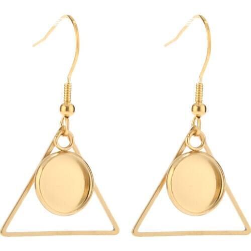 20pcs Triangular prism Stainless Steel Earrings Bases Settings Earring Blank DIY Earring Kits Bezel Earring Tray Jewelry