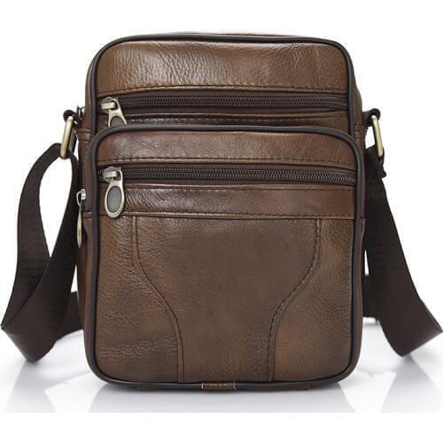 2020 Men‘s’ Small Business Genuine Leather Messenger Bag Cross-body Cowhide Leisure Single-shoulder Zipper Mens Bag