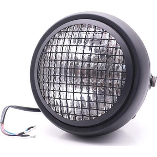 5.75" Vintage Motorcycle Headlight For Cafe Racer Decorative Lights Modified Motorbiker Vintage Head Light With Grill Cover 55W