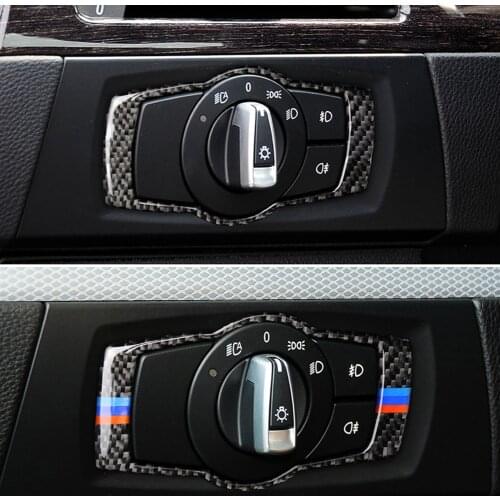 Car Interior Accessories Headlight Switch Frame Cover Trim Carbon Fiber Sticker for BMW E90 E92 E93 320i 325i 2005-2012