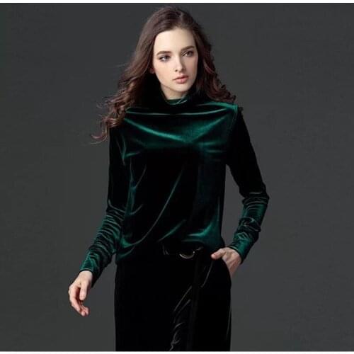 Plus size Top L-5XL 6XL 7XL Turtleneck velvet Blouses Shirts Womens Autumn Winter Shirts Tops Velour Blusas 10 Colors
