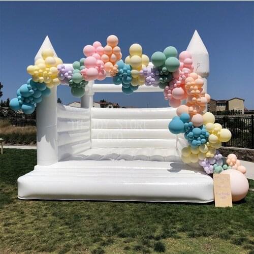 Free air ship to door, 4x4m-13x13ft Moonwalk Inflatable Bouncer Jumping Bouncy Castle Newest White Wedding Bounce House