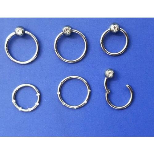 10pcs/lot Free Shipping 316L Surgical Steel Seamless Hinged Segment Ring Clicker Ear Helix Cartilage Nose Hoop Septum Piercing
