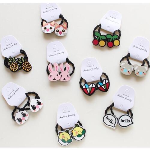 Elastic Hair Band Hair Accessories Korean Hair Rope Cute 2PCS/Pack Animal Fruit Cactus Heart-shaped Cute Girl