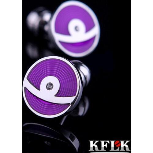 KFLK Luxury shirt cufflinks for mens Brand cuff buttons Crystal cuff links High Quality Purple gemelos abotoadura Jewelry