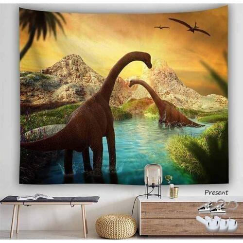 Jurassic Forest And Dinosaur Tapestry Wall Hanging Dorm Decor Photography Backdrop Art Cloth Hippy Hippie Tapestry Wall Carpets