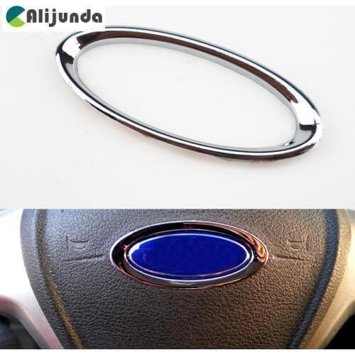 Steering Wheel ABS Chrome Trim Cover Logo Ring For Ford Focus 2 3 MK2 MK3 MK4Kuga Fiesta Ecosport MONDEO Fusion Auto Accessories