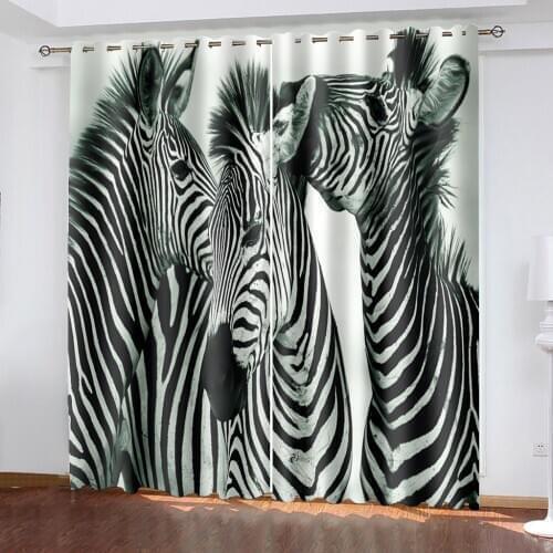 Beautiful Photo Fashion Customized 3D Curtains black and white animal curtains soundproof windproof curtains
