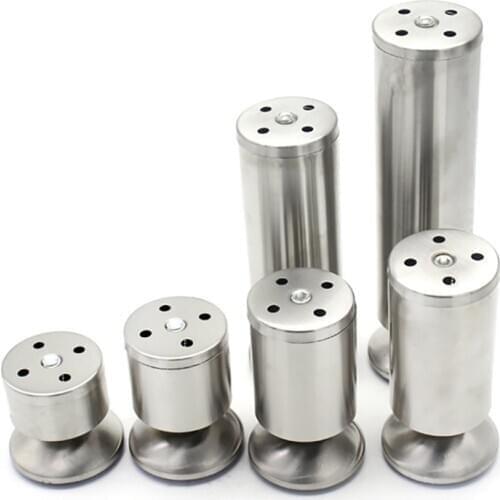 4PCS/Lot Stainless Steel Kitchen Adjustable Feet Round 50mm Diameter Furniture Legs, 60/80/100/120/150/200/300mm Height, Brushed