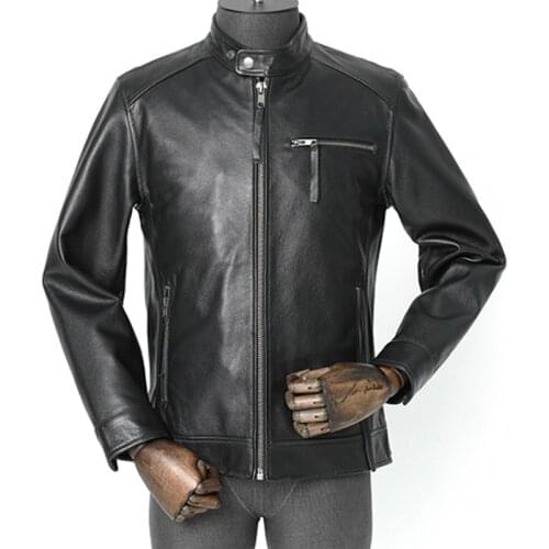 Black Large Size 6XL Men Genuine Leather Motorcycle Jacket 100% Cowhide Real Cow Leather Jacket Autumn Slim Coat Male 2021 New