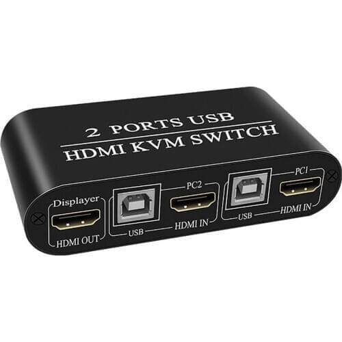 KVM Switcher 2 Port HDMI Switch Durable Multifunctional USB2.0 Manual Switcher Box Keyboard Mouse Splitter Max Support 4K for PC