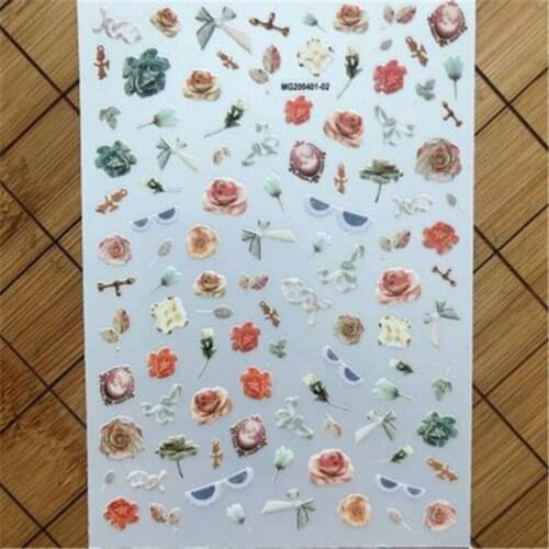 Colorful Flowers Nail Stickers Light Thin Traceless Nail Art Nail Decoration Paper Sticker Nail Decals