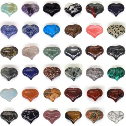 Love Heart Shaped Natural Stone Pendant Jewelry Making DIY Accessories Healing Crystal Bulk Handmade Tumbled Gemstone Wholesale