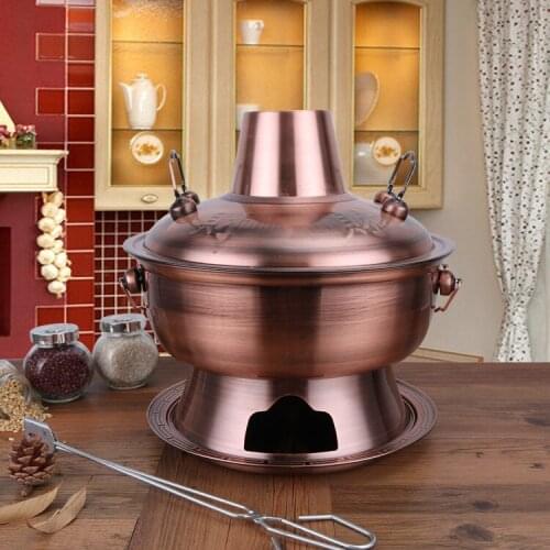 Copper Hotpot Chinese Charcoal Electric Carbon Dual-purpose plug-in Soup pot Stainless Steel Kitchen Cookware Cooking Pot Hotel