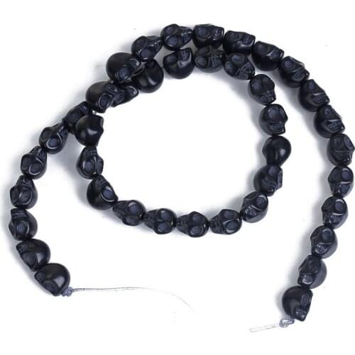 Fashion black skull beads Howlite stone beads DIY Carved Skull Loose Beads fit for jewelry making 8*10mm