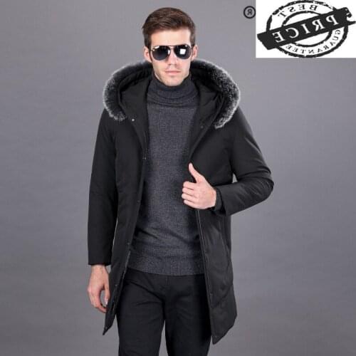 Fashion Winter Men Jacket Fur Hooded Grey Goose Down Jackets Coats Warm Parka Black Jaquetas Masculina Inverno ZL20aa