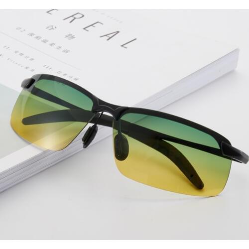 Night Vision Polarized Sunglasses Men Anti-glare Driving Goggles Metal Frame Gradient Shade Sun Glasses day night vision goggles