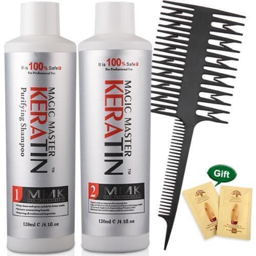 Magical Treatment Hair Straightening Cream Set Keep Hair Shiny and Suppleness 120ml Magic Master Keratin+Purifying Shampoo+comb