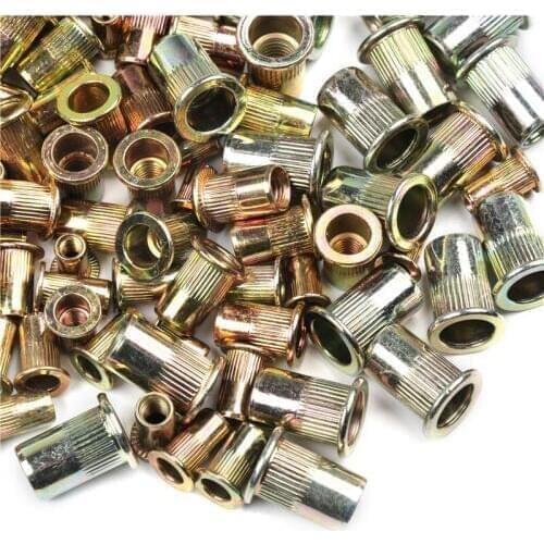 100PCS M3 M4 M5 M6 M8 Carbon steel Rivet Nuts Flat Head Rivet Nuts Set Nuts Insert Riveting Assorted set