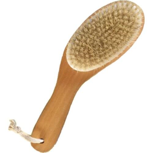 Natural Bristle Body Soft Massager Brush with a Long Handle Massager for Bath Back Brushes Shower Cellulite Dry Brushing Tools