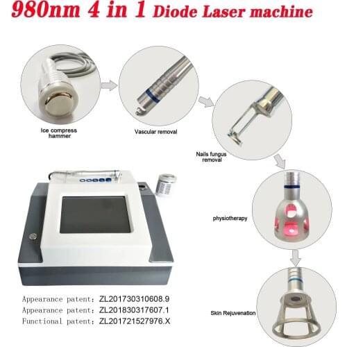 Newest 2021 Multifunctional Beauty Machine 4 in 1 Vascular Diode Laser Spider Vein Removal 980nm Machine