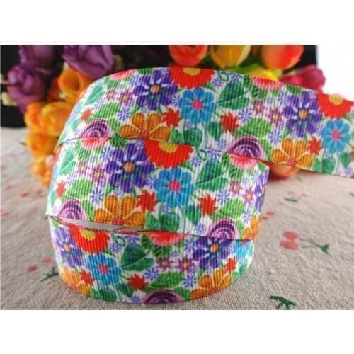 16053046, new arrival 7/8'' 22mm 5 yards flowers printed grosgrain ribbons cartoon ribbon handmade hair bows
