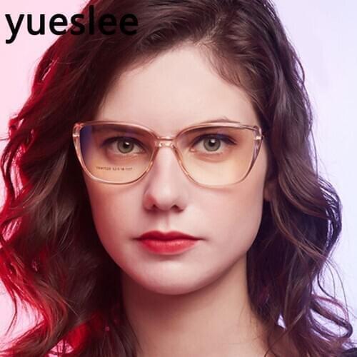 46958 Plastic Titanium Cat Eye Anti Blue Glasses Frame Men Women Optical Fashion Computer Eyeglasses