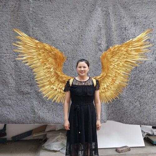 Costumized Amazing White Gold Angel feather Wings Fashion Show Photo Shooting Props Cosplay Photography Game Display Props
