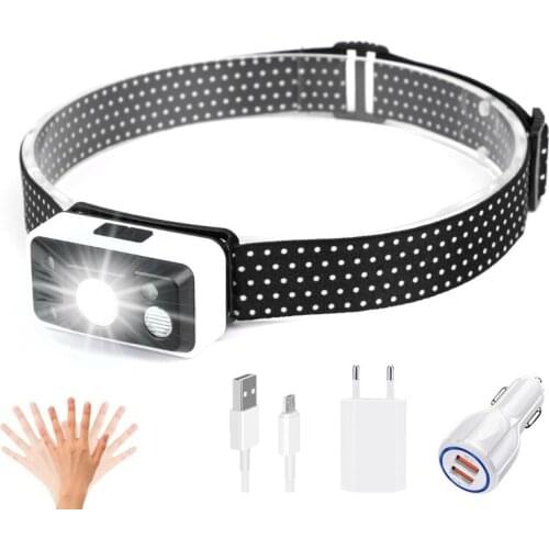 Mini Rechargeable LED Headlamp Body Motion Sensor Headlight Camping Flashlight Head Light Torch Lamp With USB