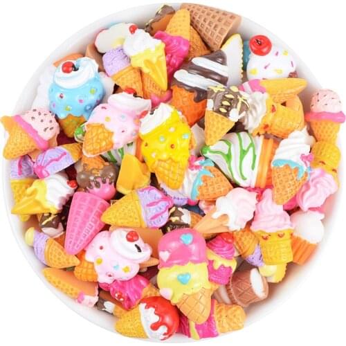 20-100 pcs Mix Ice Cream Flatback Polymer Cabochon Scrapbook Craft DIY Jewelry Headwear Accessories
