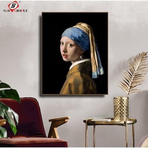 Retro Abstract Painting Girl with a Pearl Earring Gallery Wall Art Canvas Poster The Milkmaid Pictures Prints Bed Room Decor