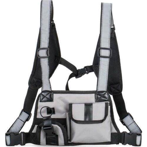 Hip Hop Tactical Vest Multifunction Chest Bag Men Women Waist Bag Reflective Shoulder Strap Vest Nylon Street Style Chest Rig