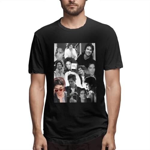 The Vampire Diaries Damon Tv Ian Somerhalder T Shirt Plus Size Short Sleeve T-shirt Men Cotton Tees Streetwear Harajuku