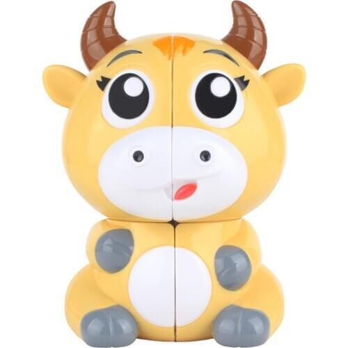 Yuxin Cartoon Calf 2x2 Magic Cube Speed Cube Educational Puzzle Toy Kids Birthday Gifts - Animal Alien