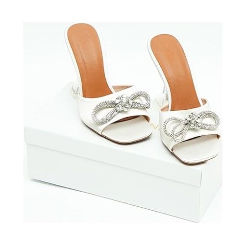 Transparent slipper women 2021 summer new water diamond bow crystal and white silver fashion all kinds of cool slippers