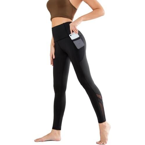 Women Yoga Pants Stretchy Sport Leggings High Waist Tights Sport Pants Side Pockets Running Women Gym Fitness Leggings