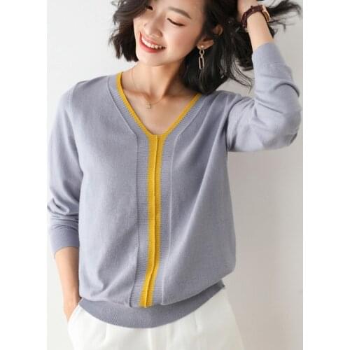 Adishree woman winter 100% Cashmere sweater and autumn knitted Pullovers High Quality Warm Female thickening V-neck patchwork