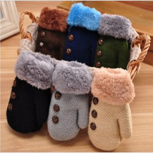 Winter Baby Boy girl gloves Cotton kids full finger mittens Leaf Warm rope children solid gloves Acrylic fibres knitted 0-4 Y