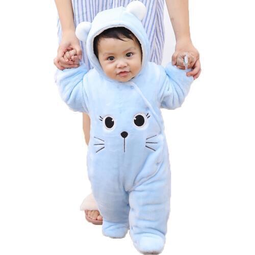 Newborn Baby rompers winter thick warm jumpsuit newborn girls outerwear infant clothes toddle boys cartoon hoddies rompers