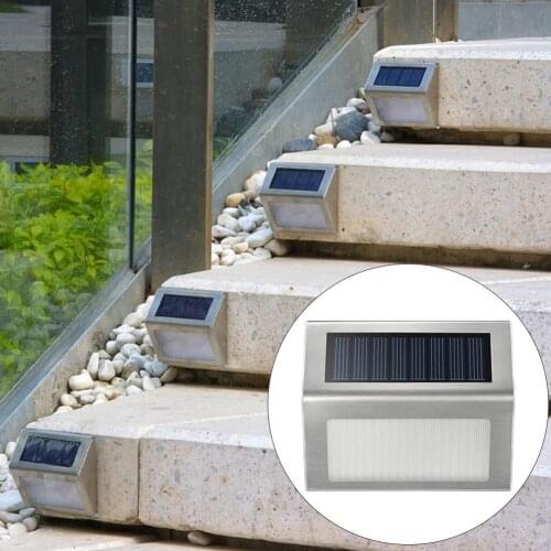 3 LED Solar Stair Lights Stainless Steel Garden Light Waterproof Outdoor Pathway Security Wall Lamp Energy Saving Courtyard Lamp