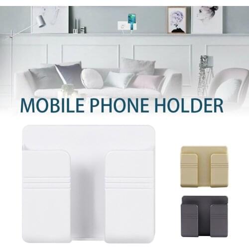 1PC Wall Mounted Organizer Storage Box Remote Control Mounted Mobile Phone Plug Wall Holder Charging Multifunction Holder Stand