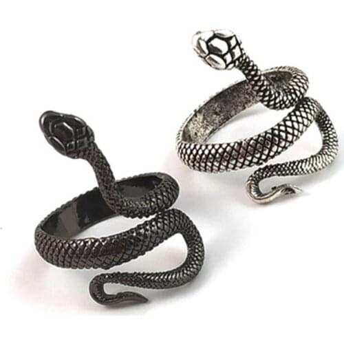 1 Pcs Stereoscopic New Retro Punk Exaggerated Snake Ring Fashion Personality Snake Opening Adjustable Ring Jewelry As Gift sale