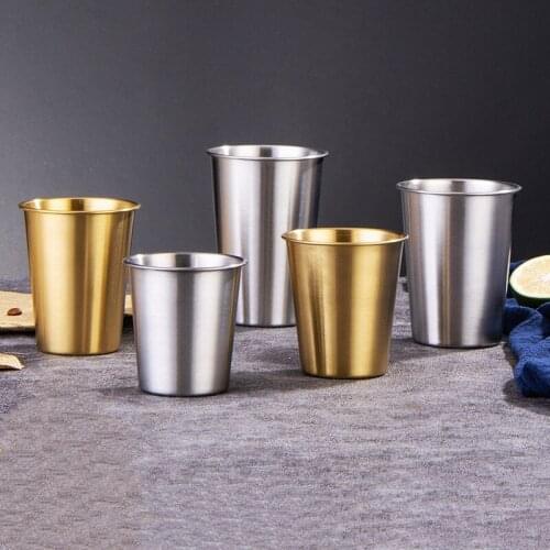 100Pcs/Lot 5 Size Gold Silver Stainless Steel Cups Wine Beer Coffee Cup Whiskey Milk Mugs Outdoor Travel Camping Cup