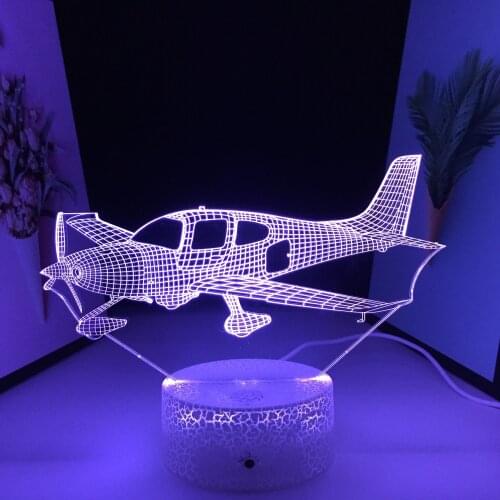 3D Neon Lamp Aircraft Series White Cracked Base Acrylic Panel 7 Color Changes With Remote Control USB Charging Bedroom Ornaments