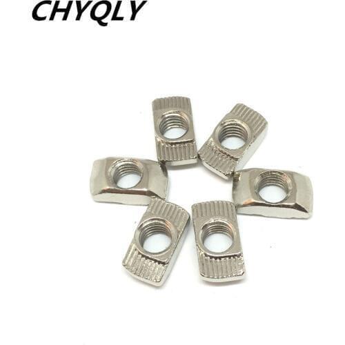 50pcs 45-M4/M5/M6/M8 T Hammer Nuts Aluminum Connector T Sliding Nut Nickel Plated Carbon Steel for 45 Serie Aluminum Profile