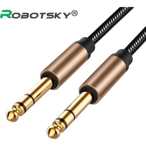 6.5mm Jack Audio Cable Nylon Braided for Guitar Mixer Amplifier 6.35 Jack Male to Male Aux Cable 1.5m 1.8m Jack Cord AUX Cabo