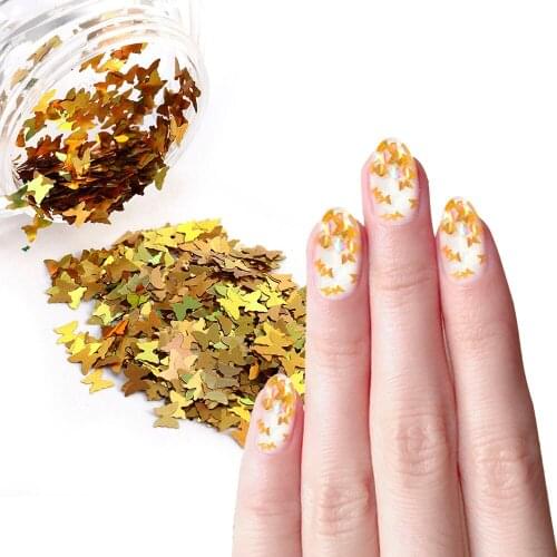HOT Sell Art Nail Decoration Designs Colourful Butterfly Flakes Holographic Laser Nail Glitter Sequins DIY Nail Accesoires 3D